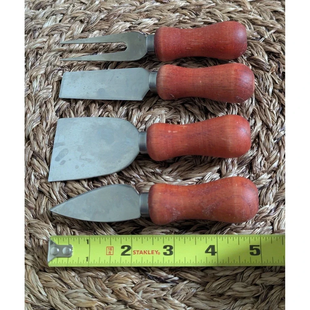 Stainless Steel Cheese Knife Set With‎ Wooden Handles (4)